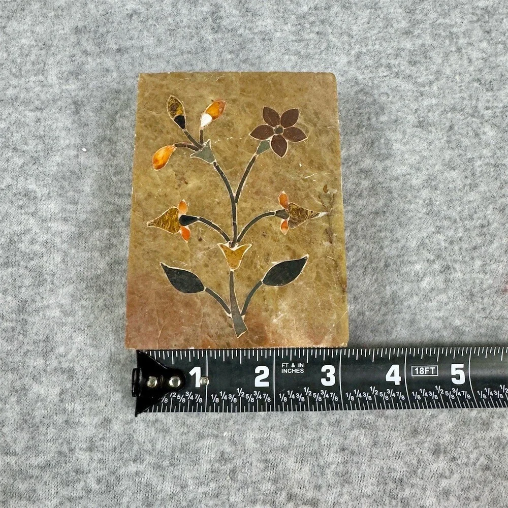Handcrafted Brown Floral Inlay Storage Box